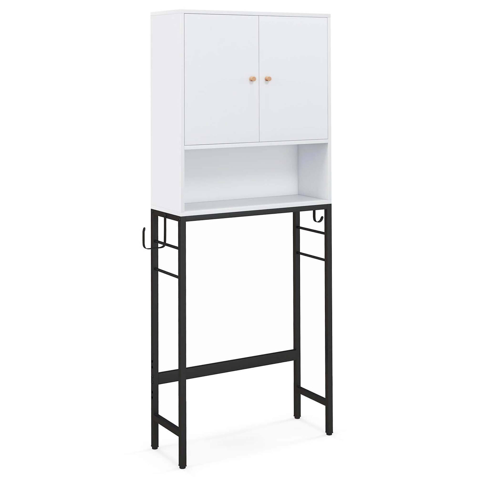 Alt View 9. Costway - Costway Over The Toilet Storage Cabinet Free Standing Toilet Rack with Adjustable Shelf White - White.