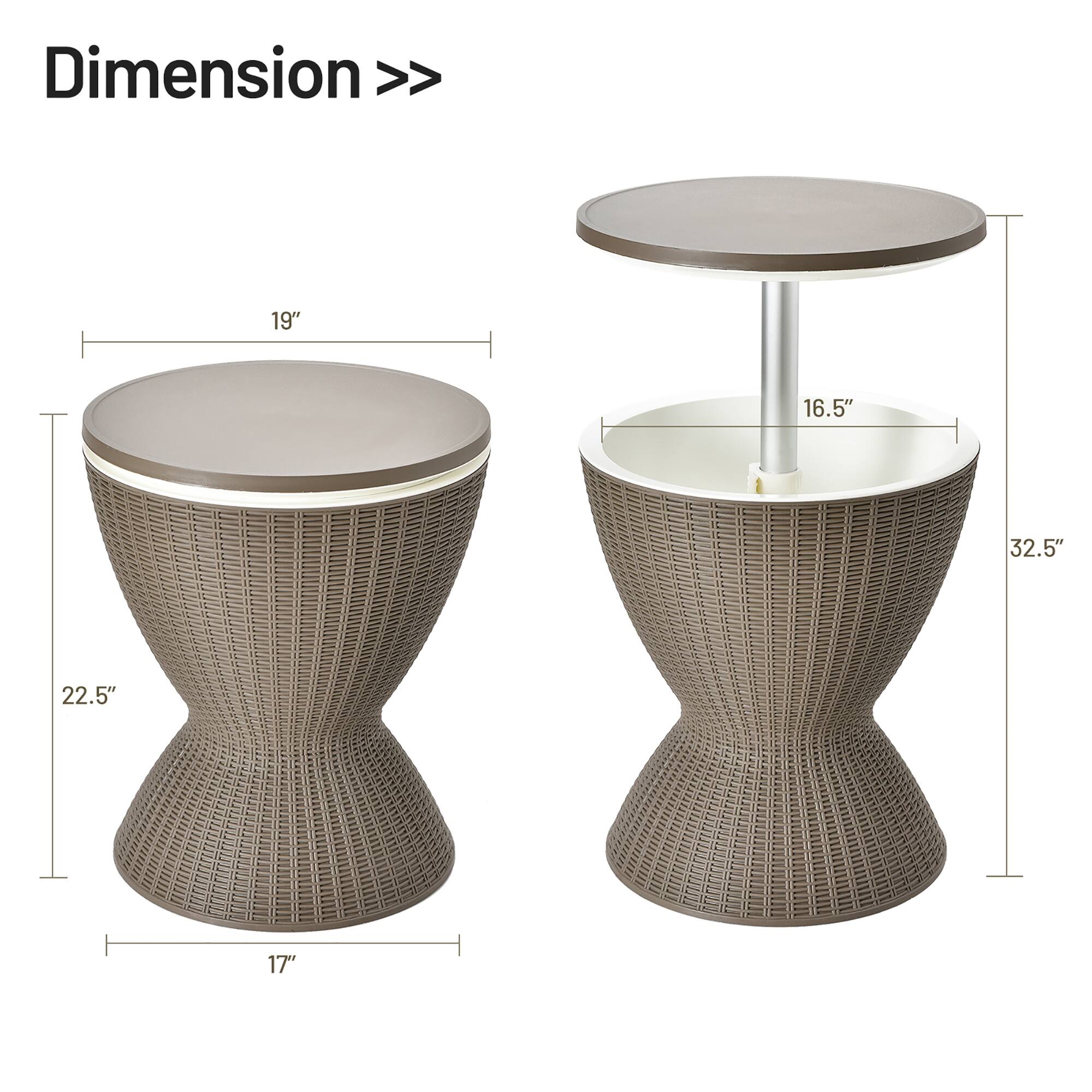 Dimension >>  
19"  
16.5"  
32.5"  
22.5"  
17"