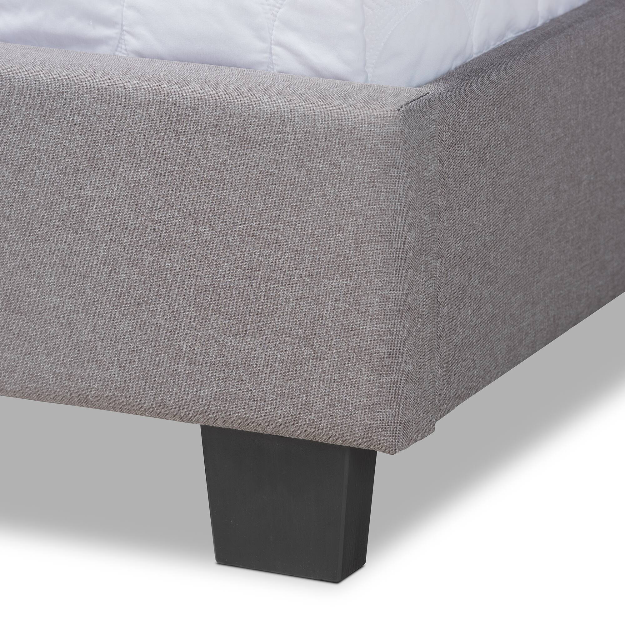 Alt View 1. Baxton Studio - Ansa Modern and Contemporary Fabric Upholstered Bed - Grey/Black.