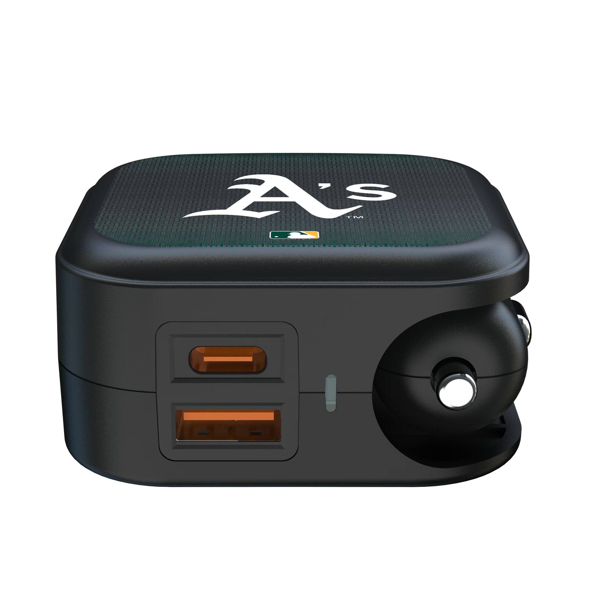 Alt View 1. Keyscaper - Oakland Athletics 2-in-1 USB A/C Charger - Black.