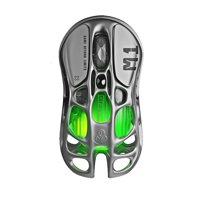 GravaStar - Mercury M1 Pro Wireless RGB Gaming Mouse 26,000 DPI PAW3395DM Sensor - Wireless - Interstellar Silver