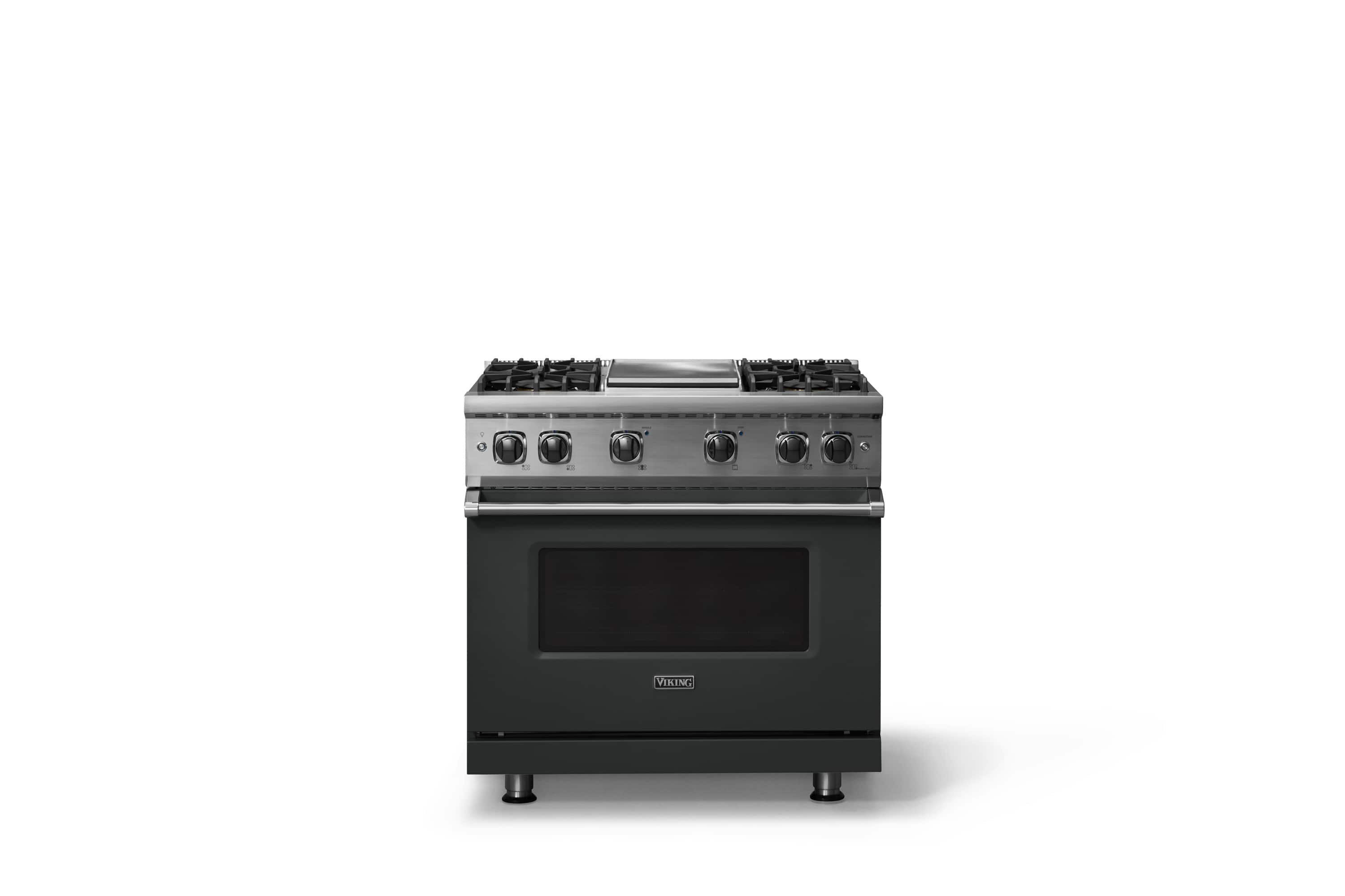 Front. Viking - 5.1 Cu. Ft. 36"W Freestanding LP Gas Sealed 4 Burner Range with Griddle - Antique Bronze.
