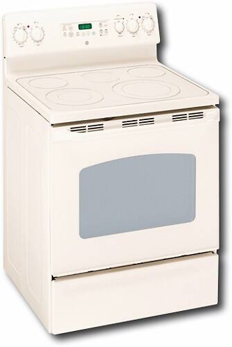 Angle Standard. GE - 30" Self-Cleaning Freestanding Electric Range - True Bisque.