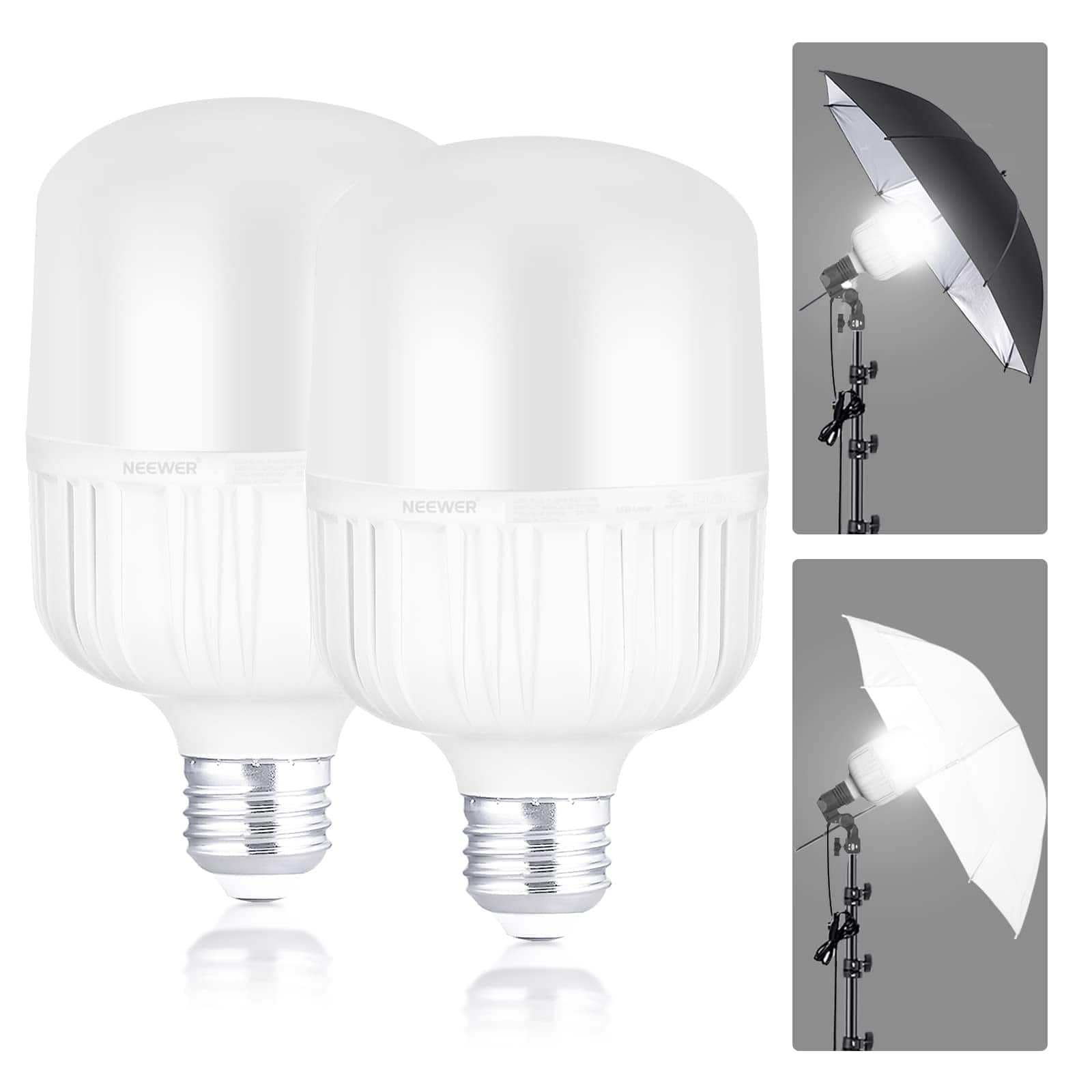 Neewer - 2-Pack 35W E26 LED Bulbs, 3150 Lumens, 5700K, CRI93+, Silent, No Flicker, 350W Equivalent price history on PriceWatchPro