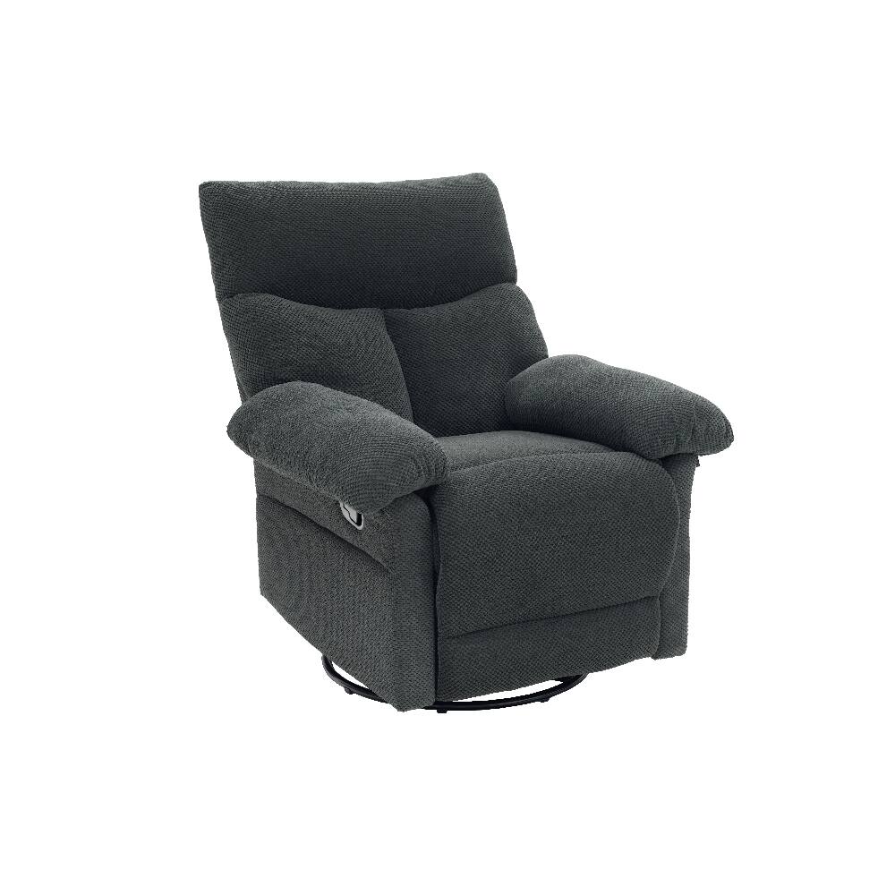 Alt View 6. Ropilly - Ropilly Dark Gray Swivel Rocker Recliner, Manual Overstuffed Glider Armchair for Living Room - Dark Gray.