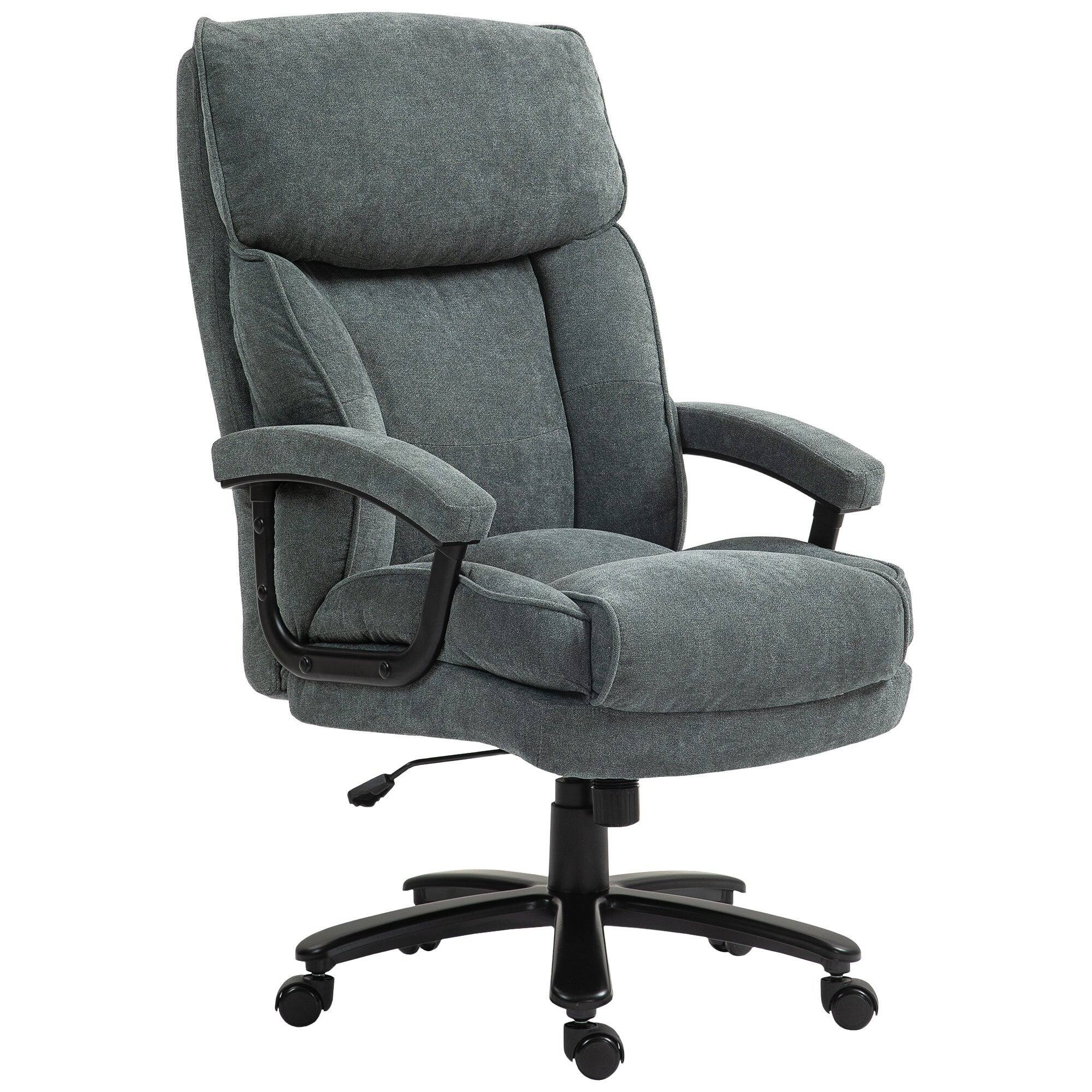 Angle. Platinum-Level - Big and Tall Office Chair, 450 lb Capacity, High-Back Linen-Feel Fabric Executive Chair with Padded Armrests - Gray.