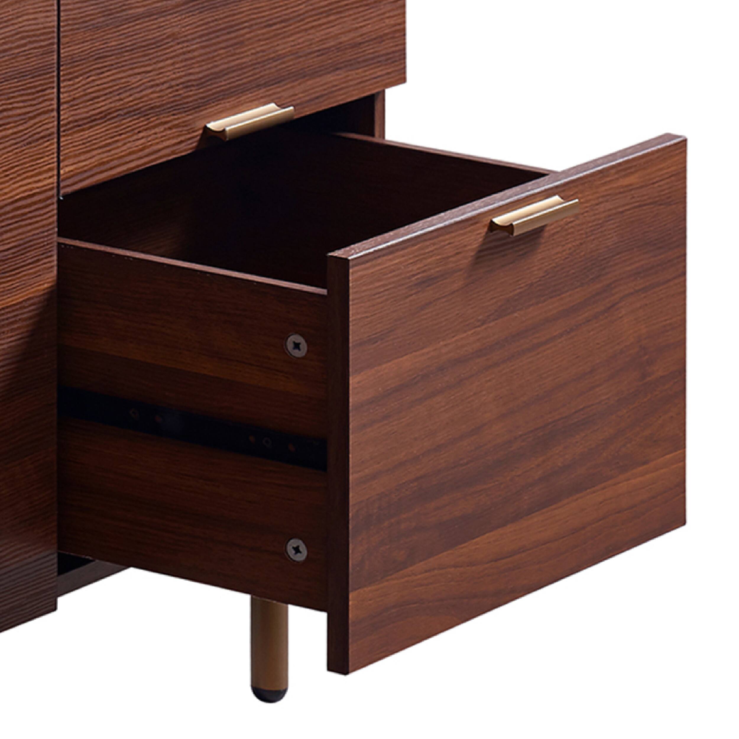 Alt View 6. Teamson Home - Ashton Sideboard Storage Cabinet with Faux Marble Top - Brown.