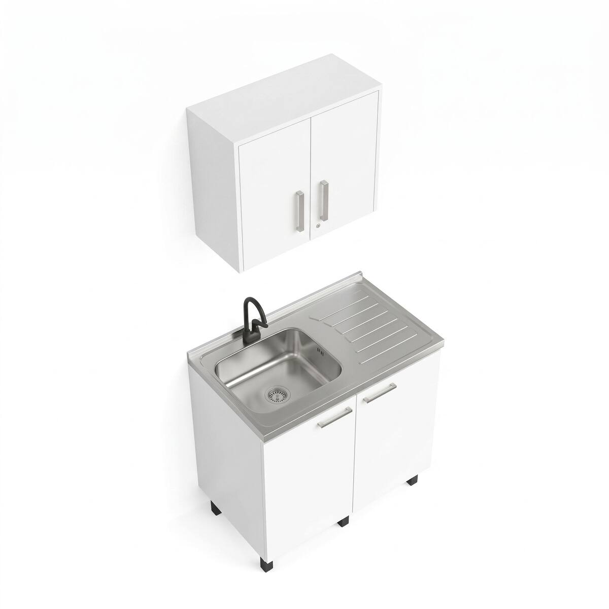 Ropilly Modern Kitchen Cabinet Set with Sink Base, Matching Wall ...