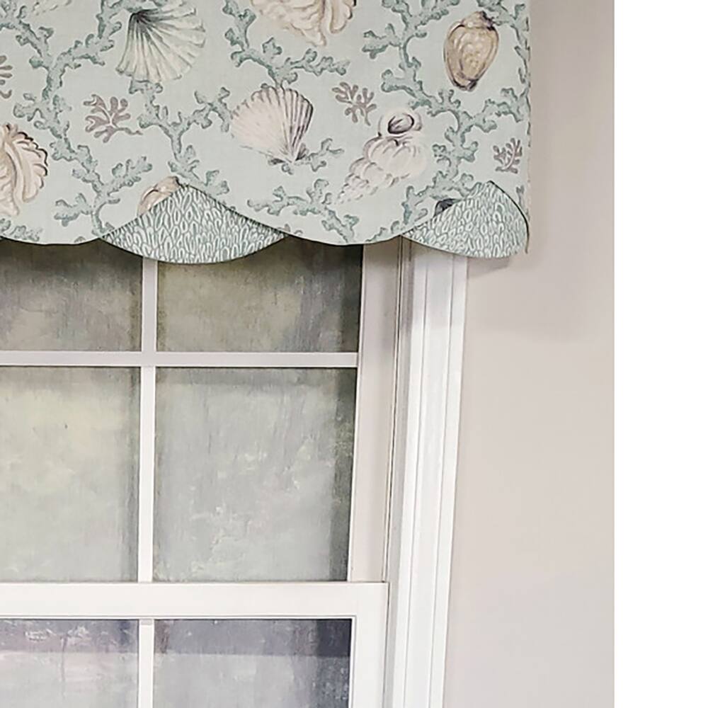 Left. RLF Home - RLF Home Luxurious Modern Design Classic Windamar Petticoat Style Window Valance 50" x 15" Sea Glass - Sea Glass.