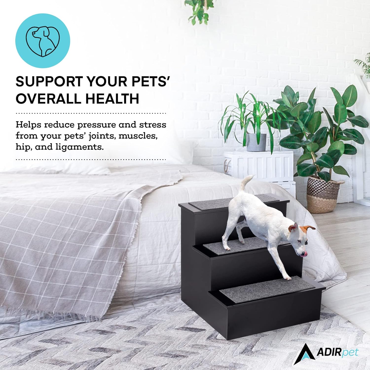 SUPPORT YOUR PETS' OVERALL HEALTH
Helps reduce pressure and stress from your pets' joints, muscles, hip, and ligaments.
ADIRpet