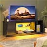 Bestier - 57" Gaming TV Stand with Adjustable Shelves LED-Lit TV Console for 65-Inch TVs with Cabinet Storage - Black