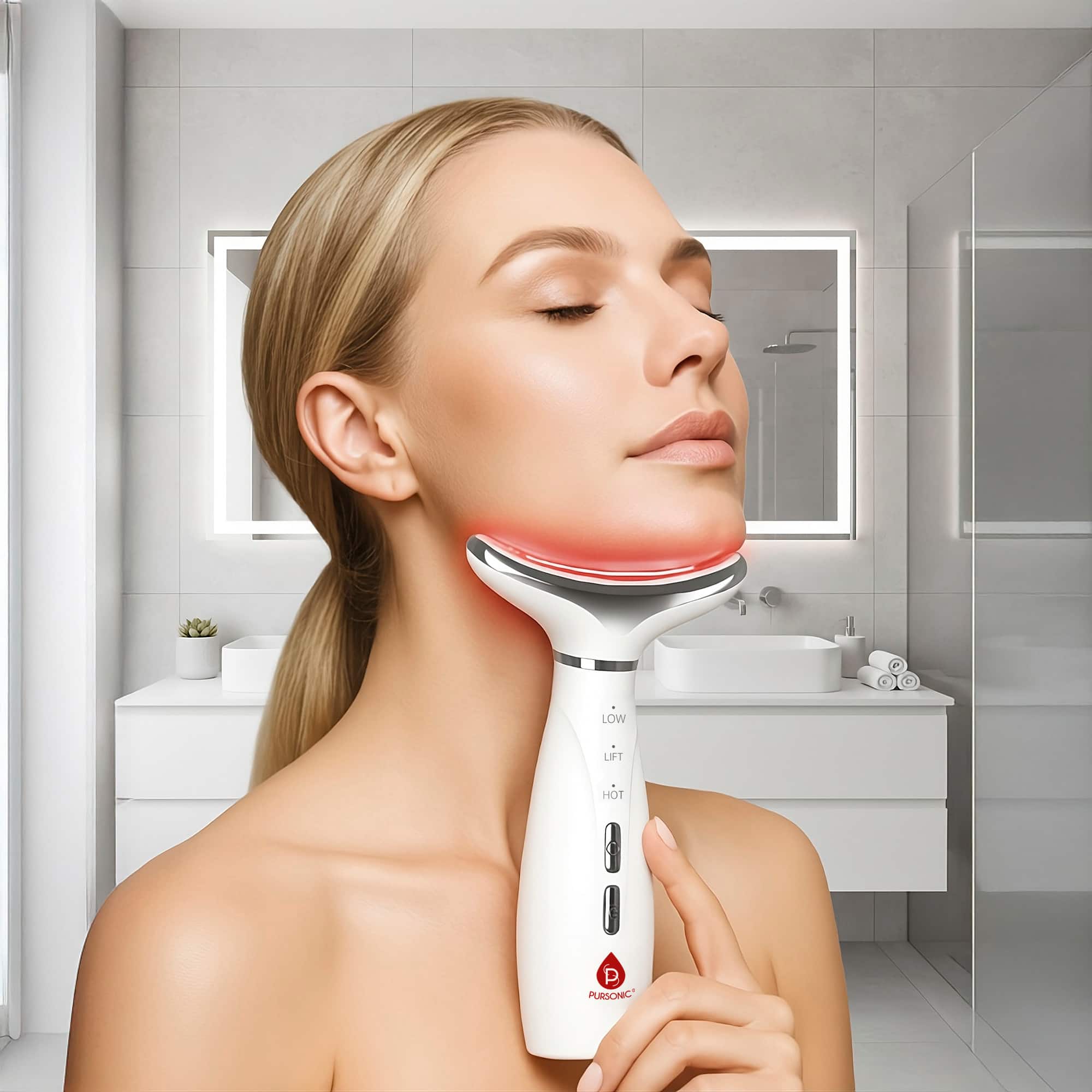 Pursonic The Ultimate Glow Set: 7 in 1 Therapy Device & LED Face