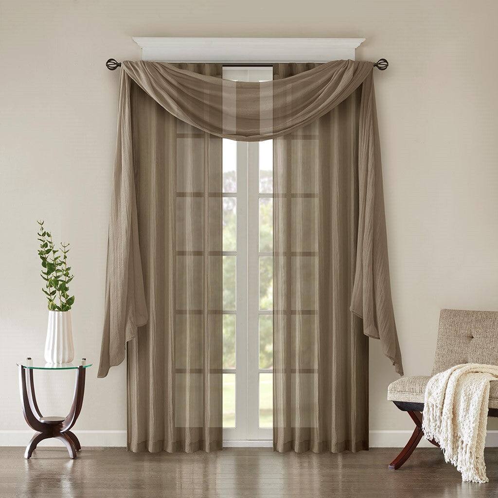 Alt View 5. BreeBe - Solid Crushed Curtain Panel Pair(2 Pcs Window Panels) - Taupe.