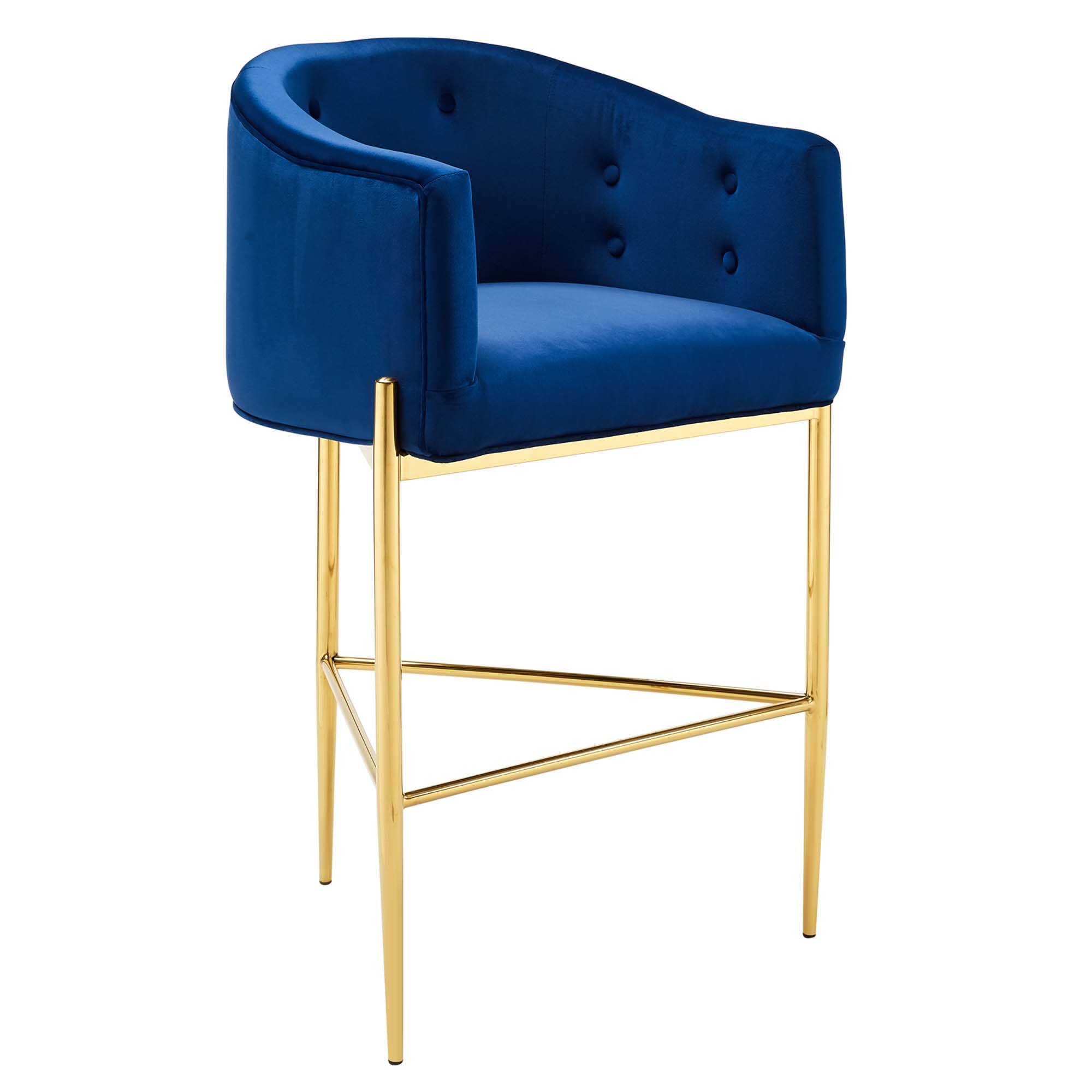 Angle. Modway - Savour Tufted Performance Velvet Bar Stool by Modway - Navy.