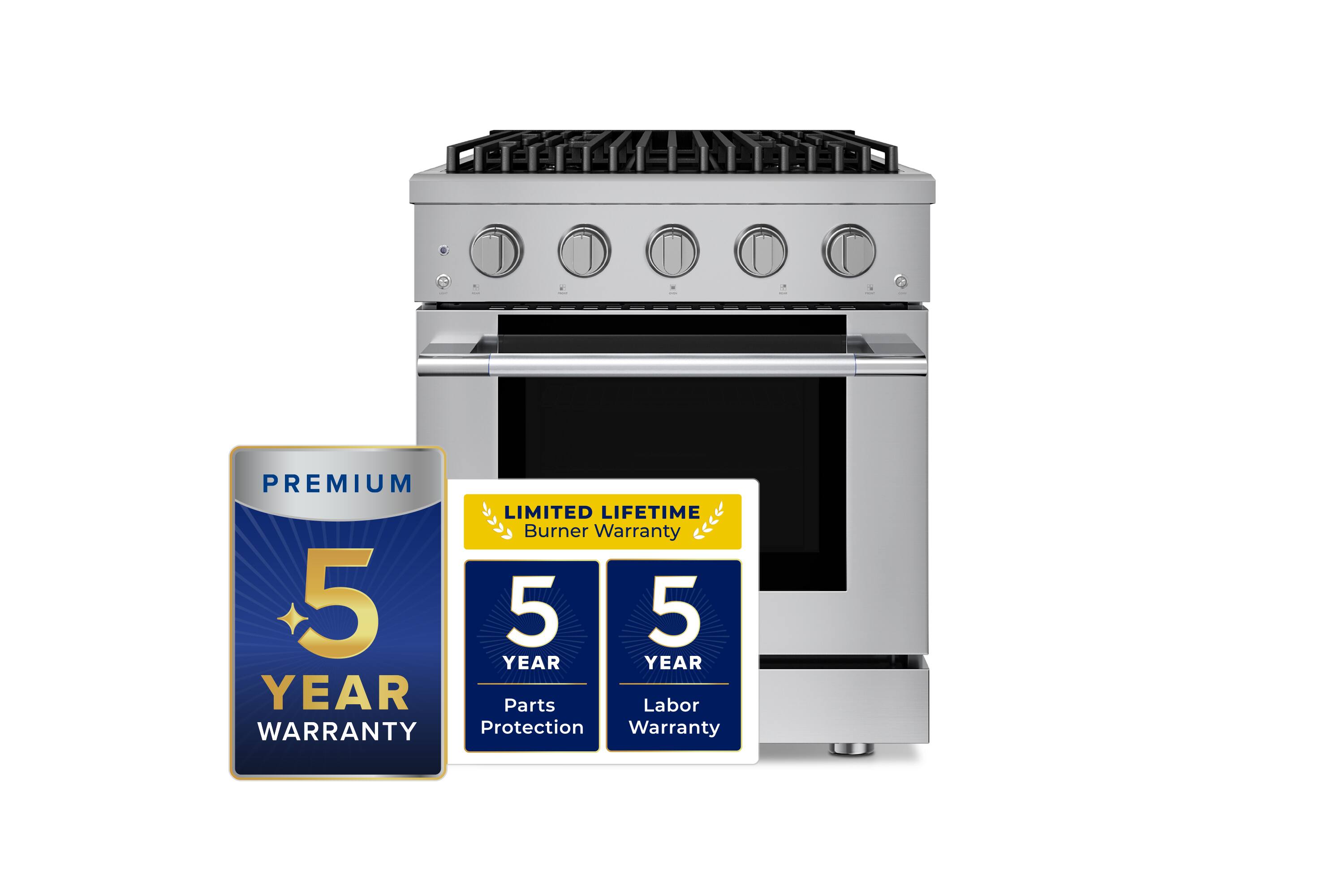 Hauslane - HausPro 30 in. 4 Burners (20,000 BTU) Freestanding Gas Range Range - Stainless Steel