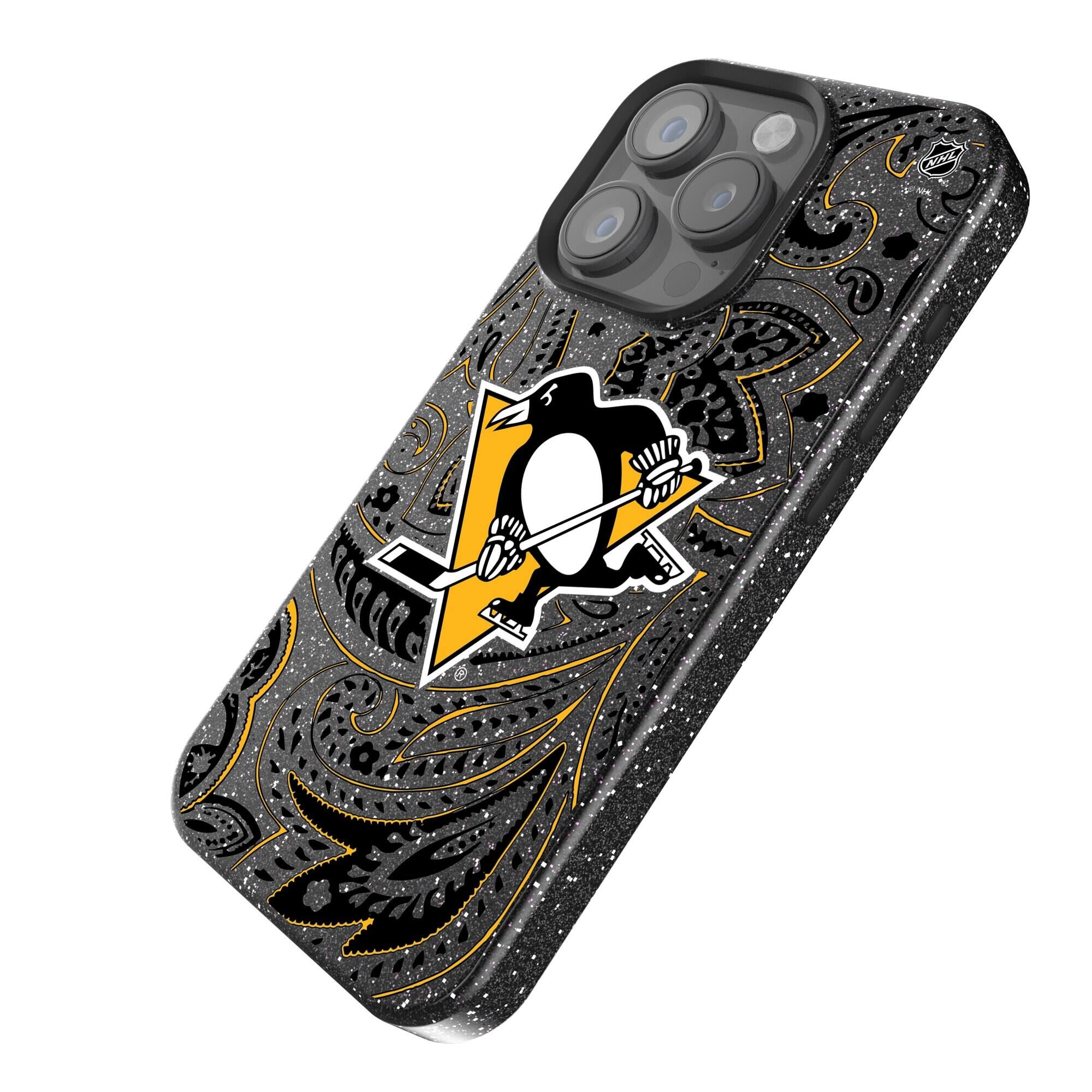 Alt View 1. Keyscaper - Black Pittsburgh Penguins Paisley Bling iPhone Case - 14 - Black.