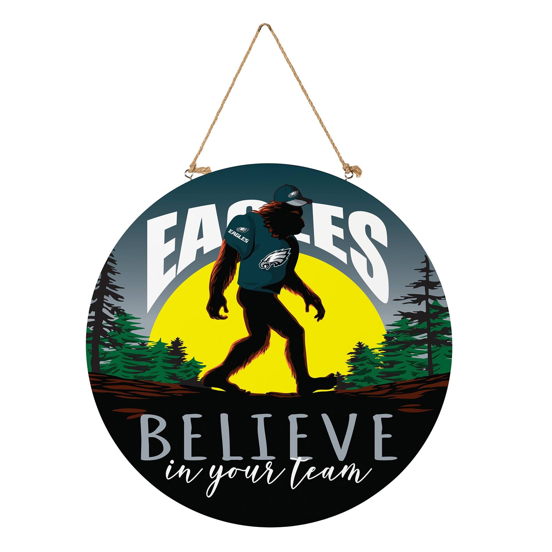 Philadelphia Eagles 18" Bigfoot "Believe in Yourself" Team Logo Wood Round Door Sign