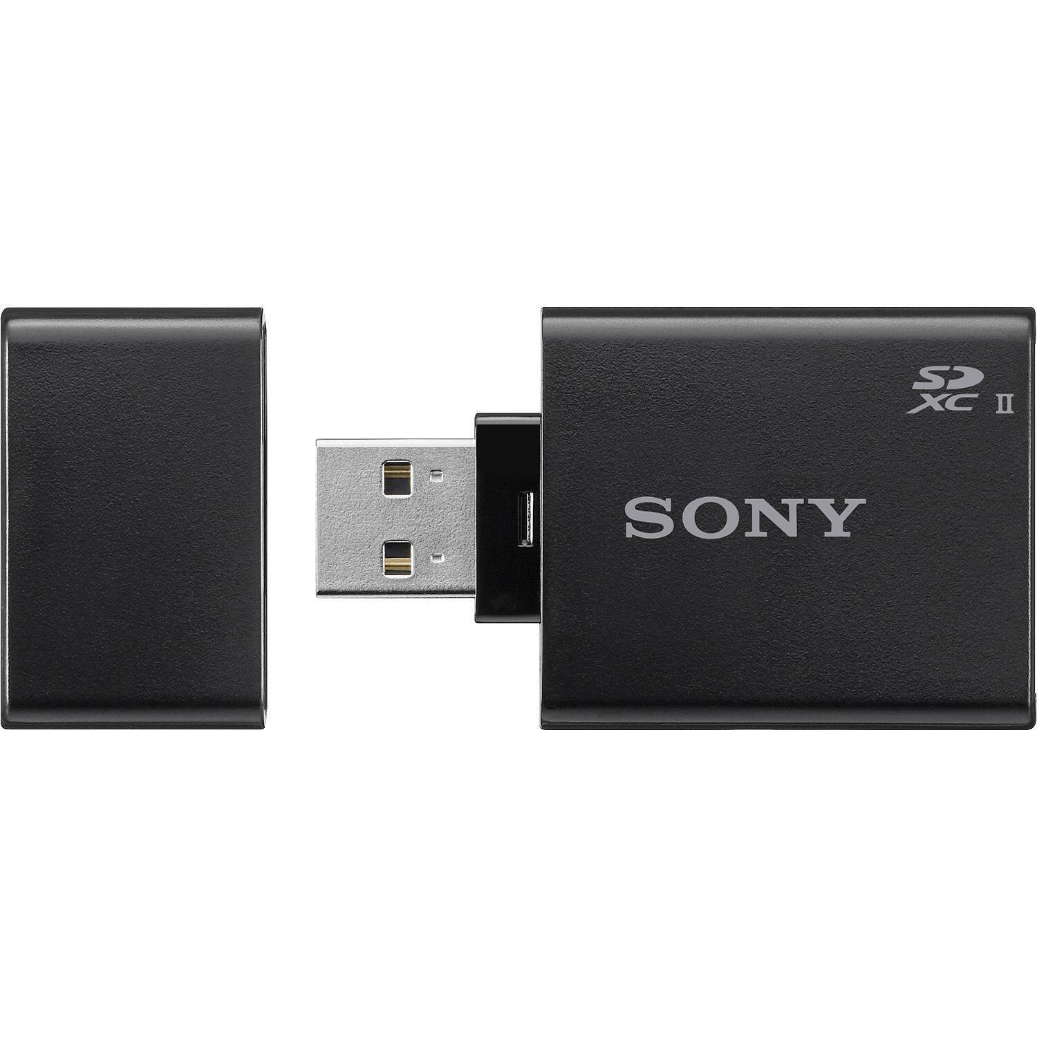 Left. Sony - Sony UHS-II USB 3.1 SD Card Reader with Carrying Case and Card Reader Bundle.