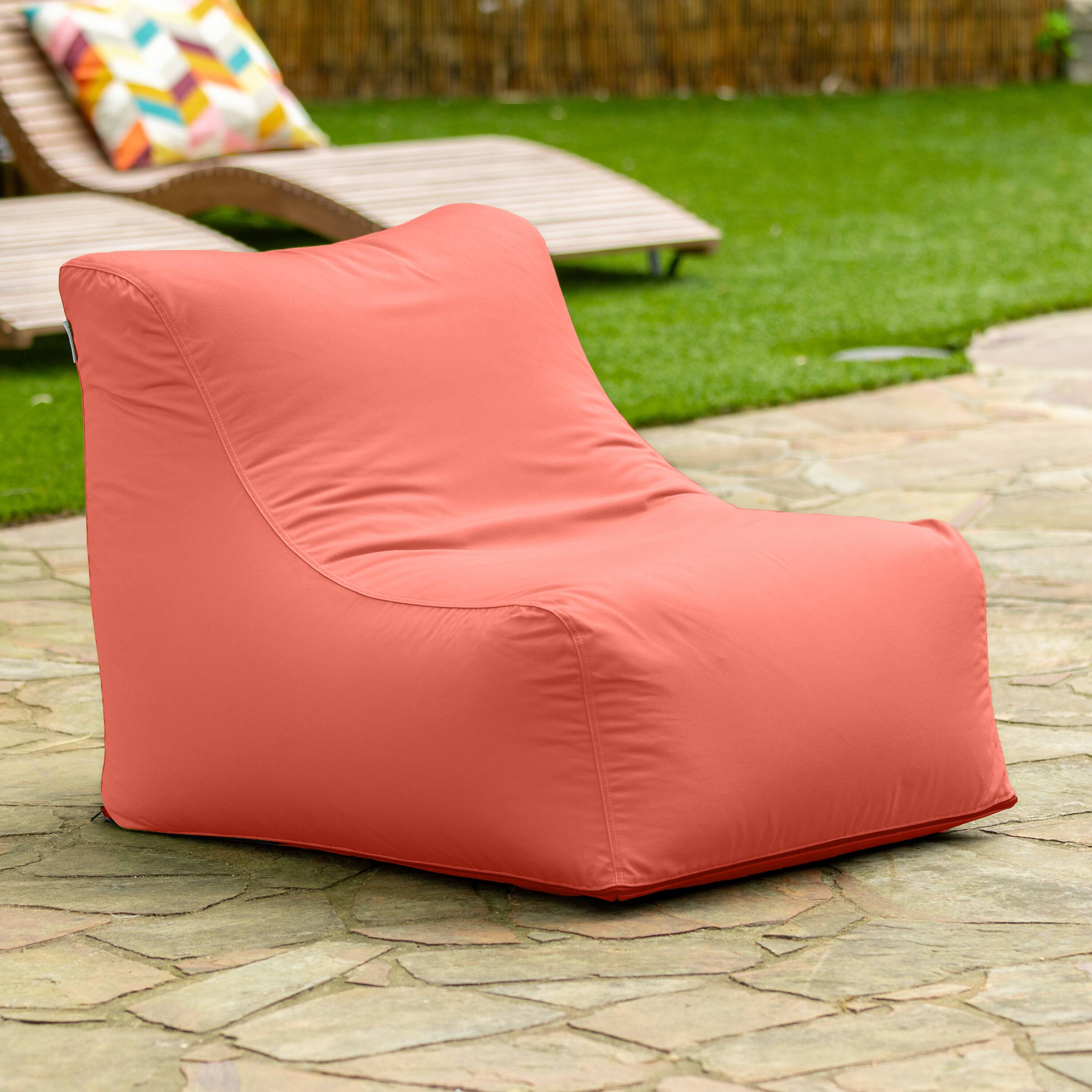 Angle. Jaxx - Jaxx Ponce Outdoor Bean Bag Chair - Weather Resistant Patio and Poolside Lounge Seating, Flamingo - Flamingo.