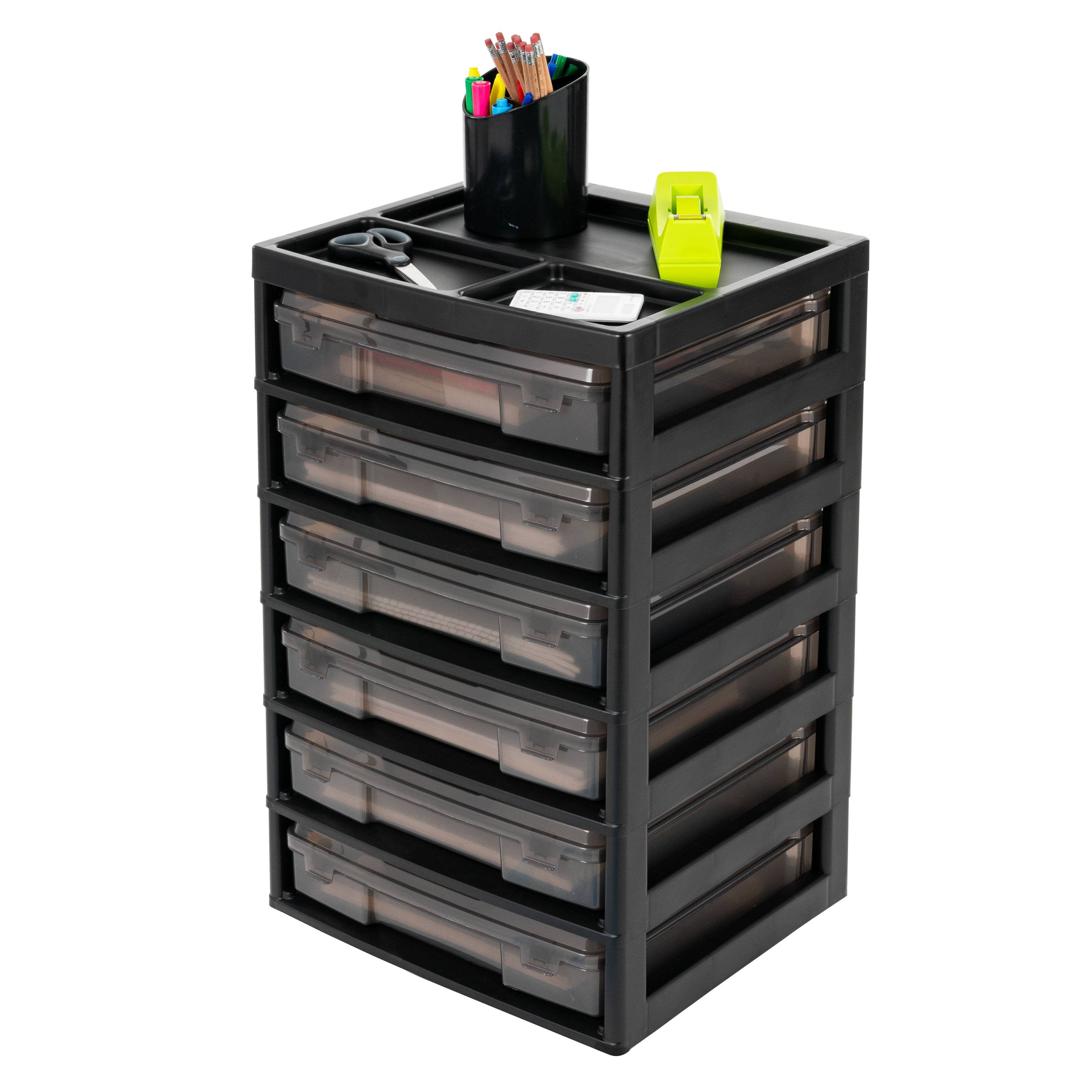Alt View 4. IRIS USA - IRIS 6-Tier Rolling Storage Cart with organize for Craft Supplies, 6 Cases w/Built in Handle, Gray - Gray.