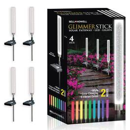 Bell + Howell - Color Changing Solar Powered Glimmer Sticks for Gardens and Pathways - 4 Pack