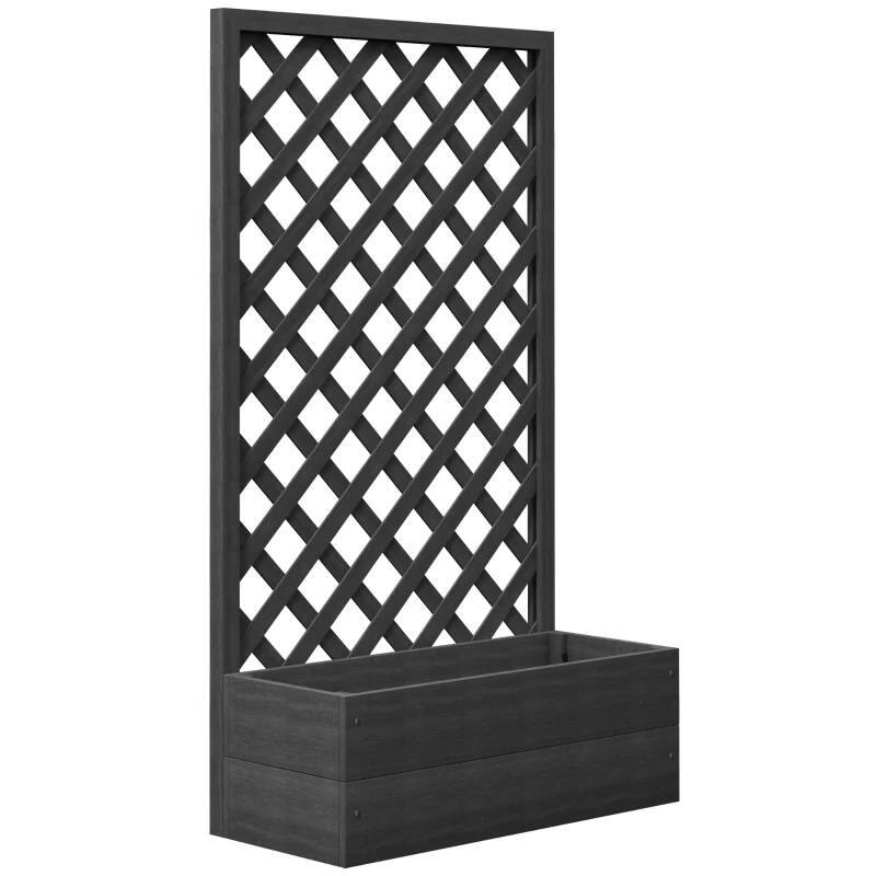 Left. SlickBlue - Elevated Garden Bed with Lattice Trellis for Vertical Planting and Outdoor Decor - Black.