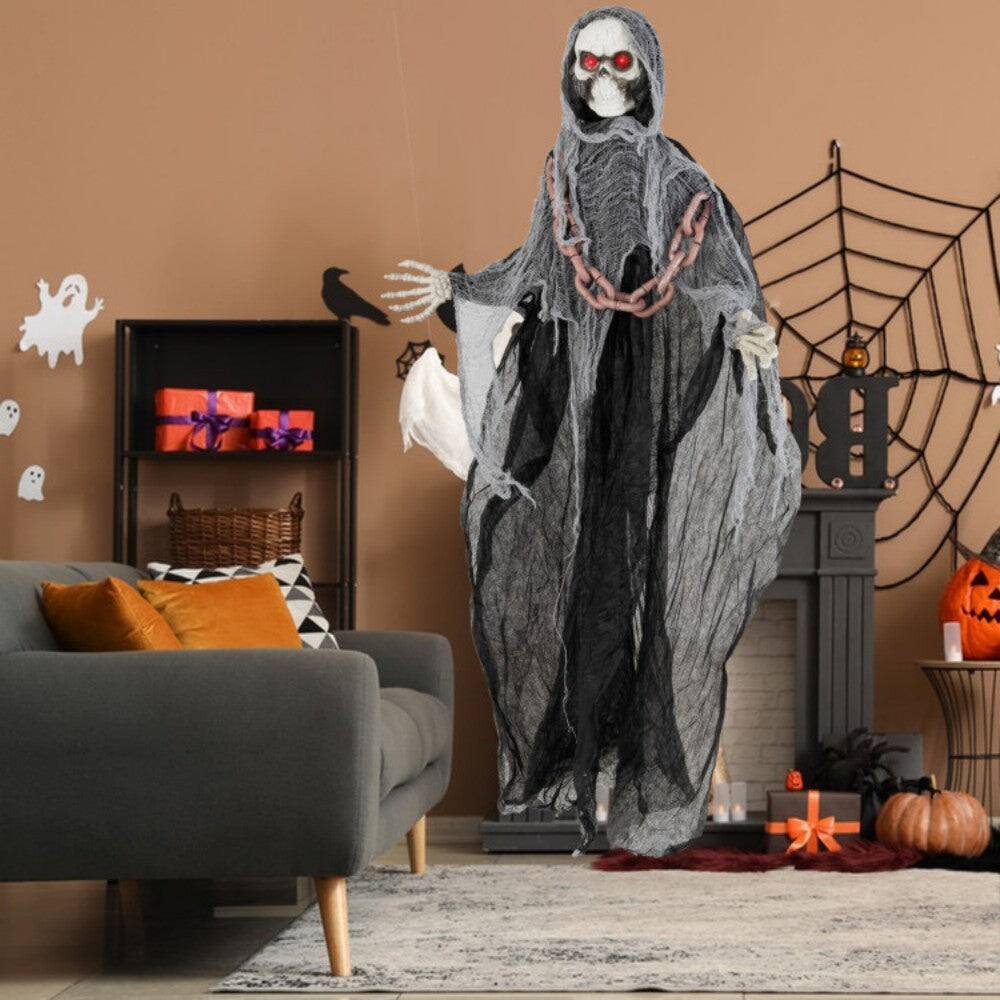 Alt View 8. Boyel Living - 6.4ft Spooky Halloween Decoration Light-Up Grim Reaper with Sound and Motion - Black.