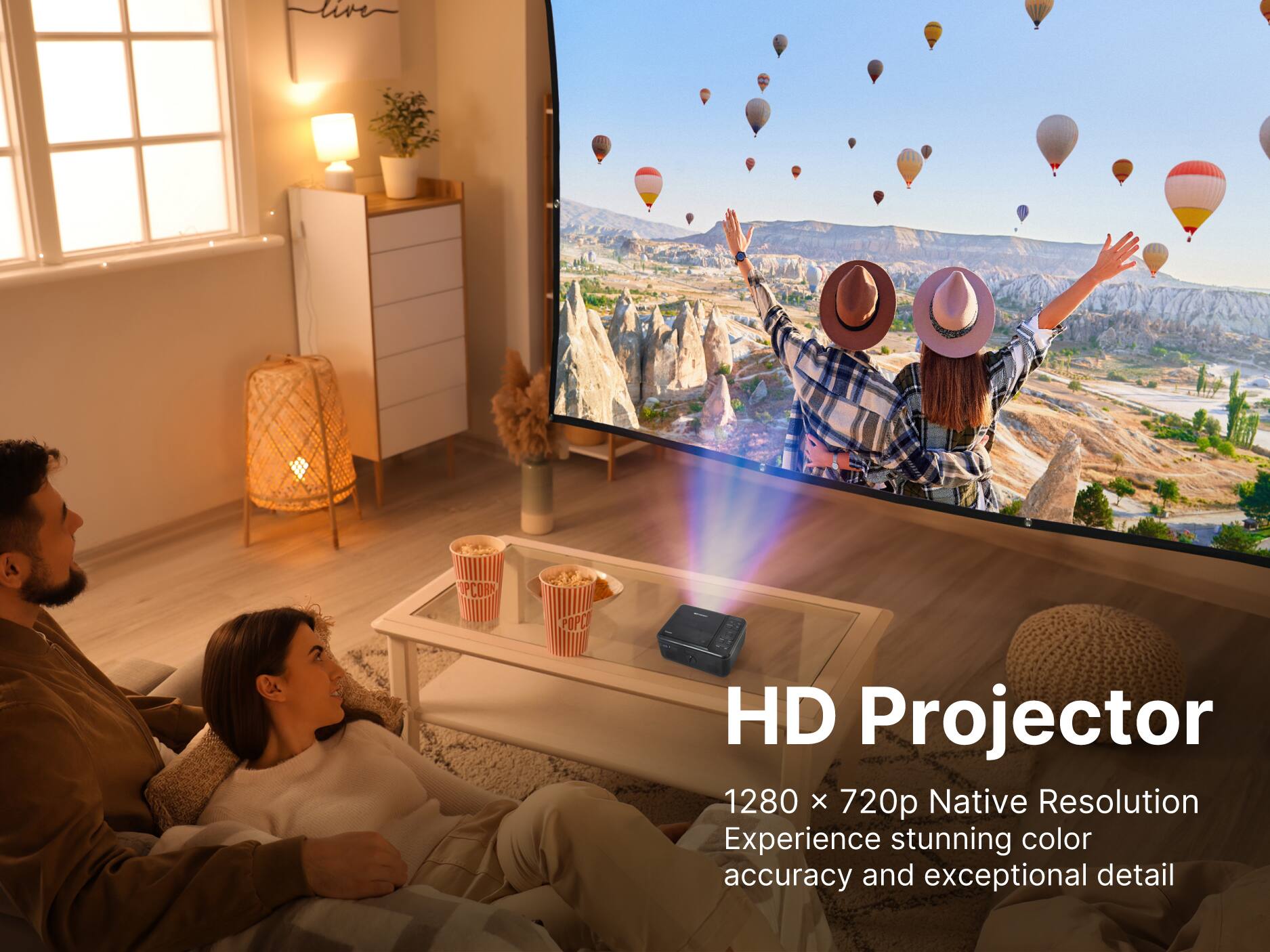 HD Projector
1280 x 720p Native Resolution
Experience stunning color accuracy and exceptional detail