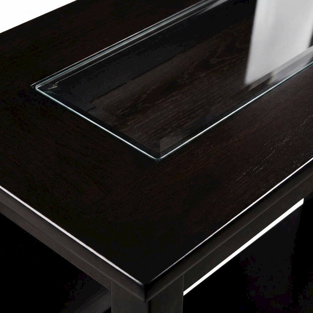 Alt View 2. BisonOffice - Dark Espresso Rectangular Console Table - Glass Shelf for Computer Workstations - Espresso.