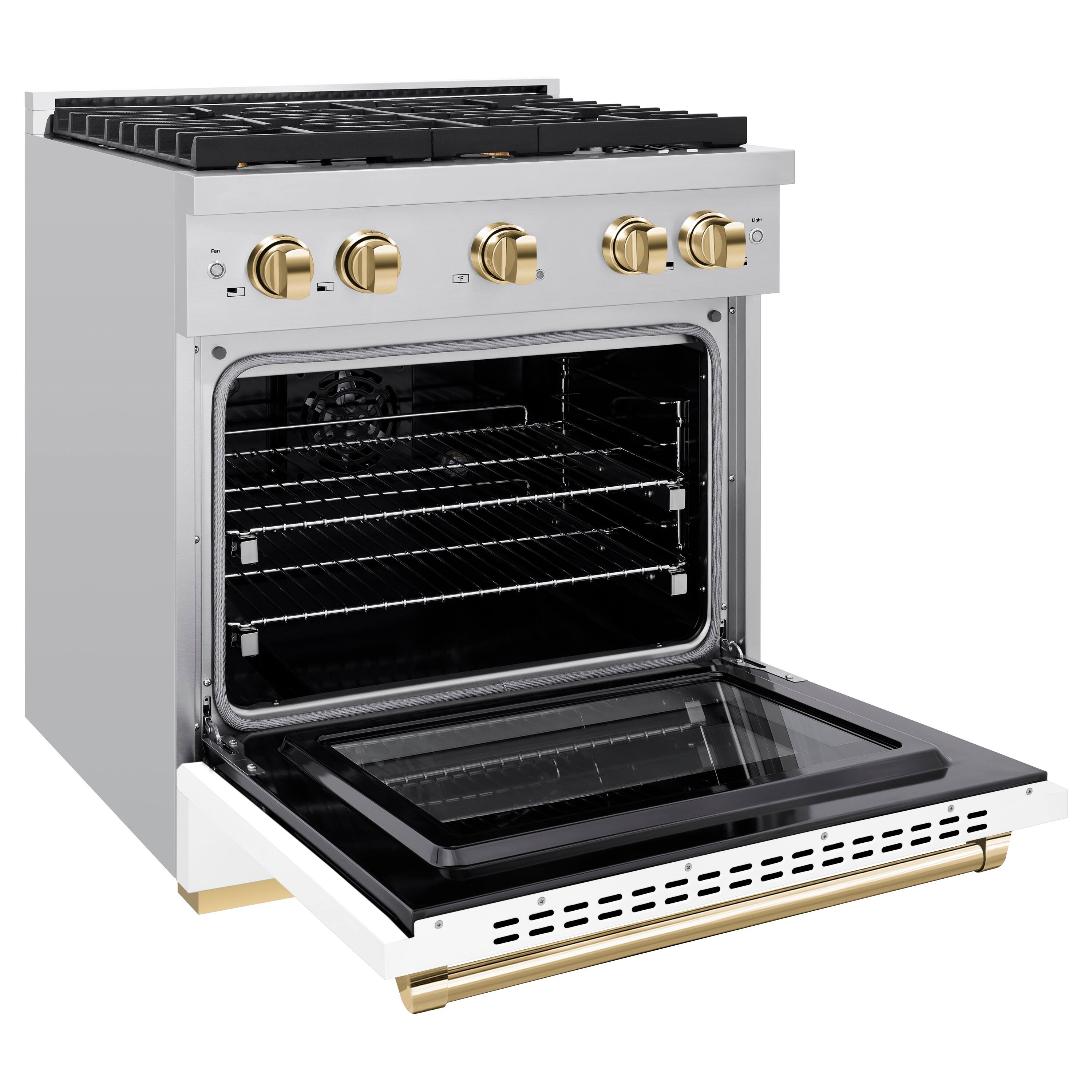 Alt View 1. ZLINE - ZLINE Autograph 30" Paramount Dual Fuel Range w/ White Door & Gold Accents (SDRZ-WM-30-G) - White.