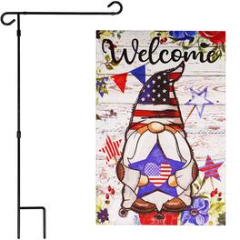 G128 - Garden Flag Stand with 12 x 18 in Double-Sided Blockout Flag, 36 x 16 in Stand - Assorted Colors