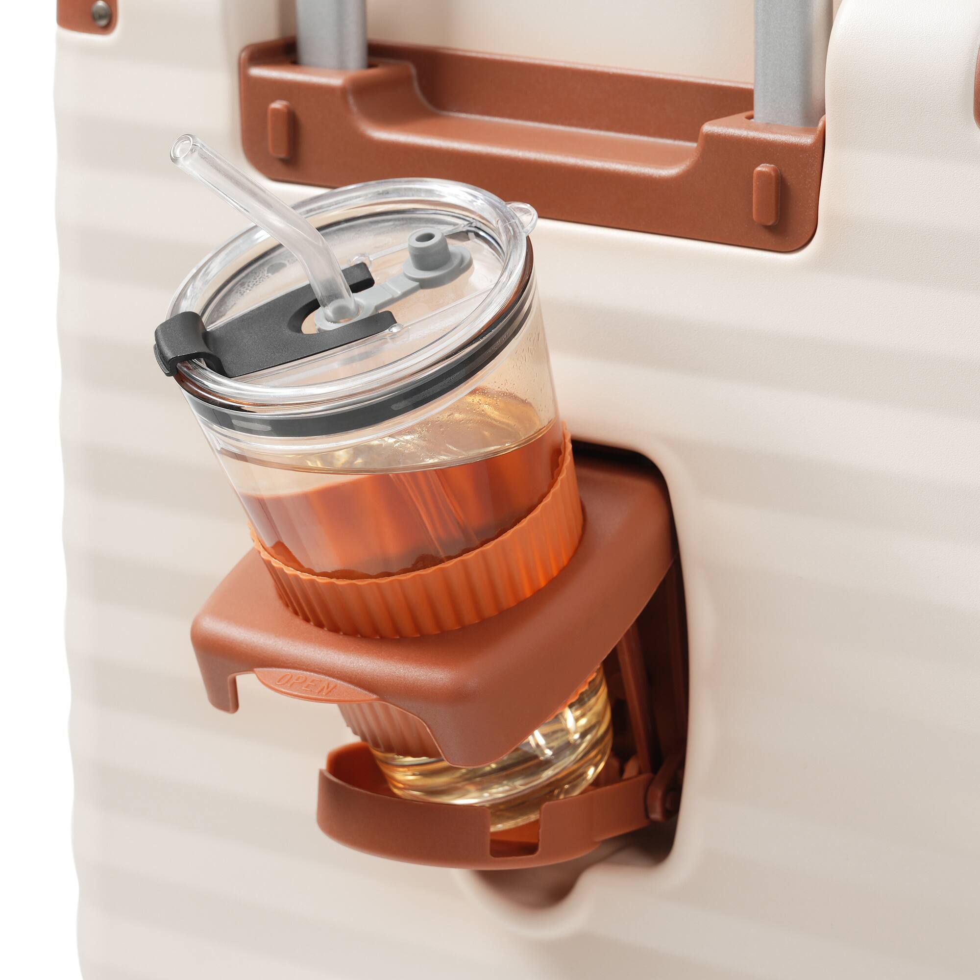 Alt View 9. Ecooso - 5-Piece Expandable ABS Spinner Luggage Set with TSA Lock, USB Port Carry-On, Cup Holder, Duffel, and Toiletry Bag - Brown+White.