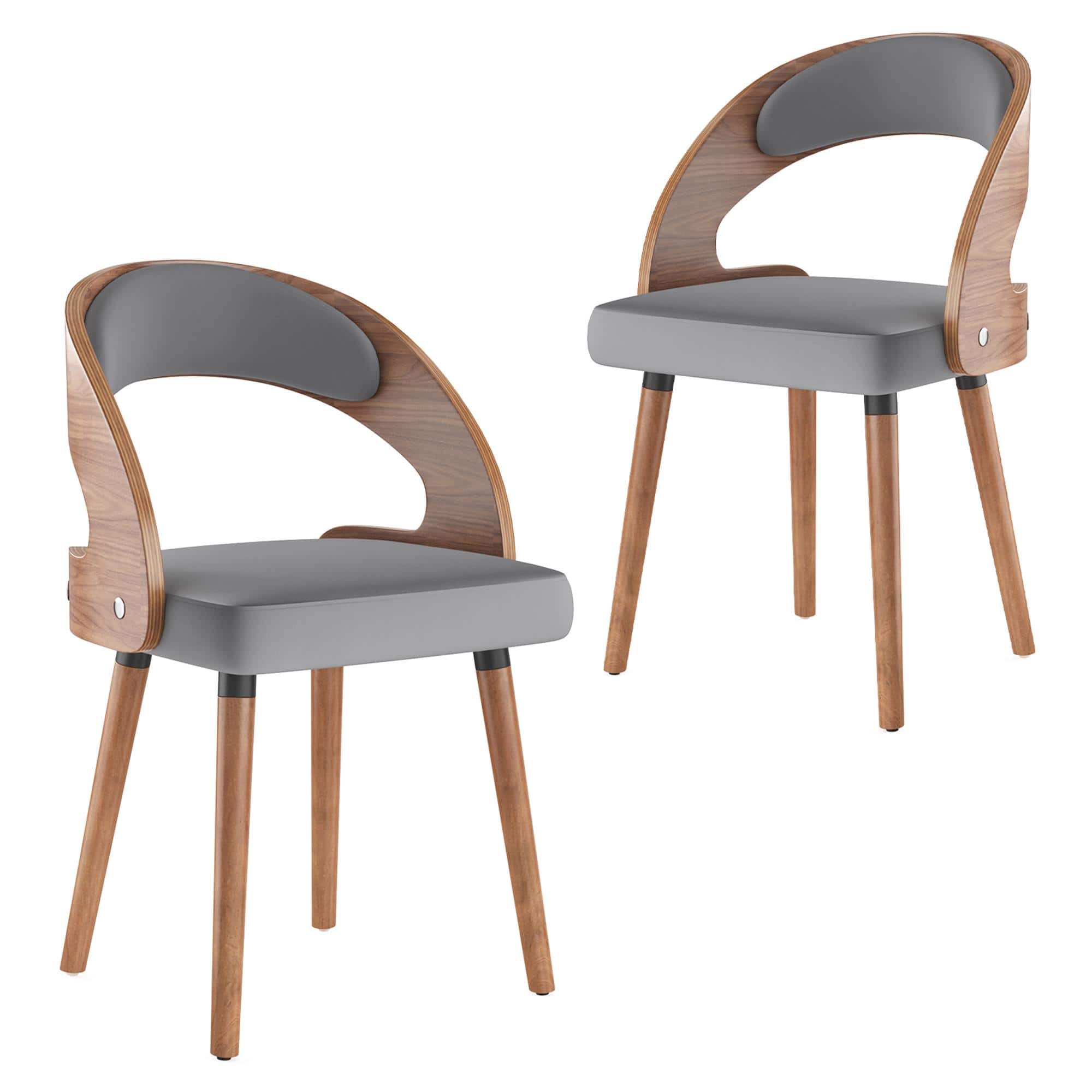 Boyel Living - Wood Dining Chairs Set of 2 Modern Upholstered with Curved Backrest for indoor - Gray price history on PriceWatchPro