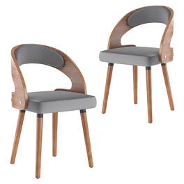 Boyel Living - Wood Dining Chairs Set of 2 Modern Upholstered with Curved Backrest for indoor - Gray