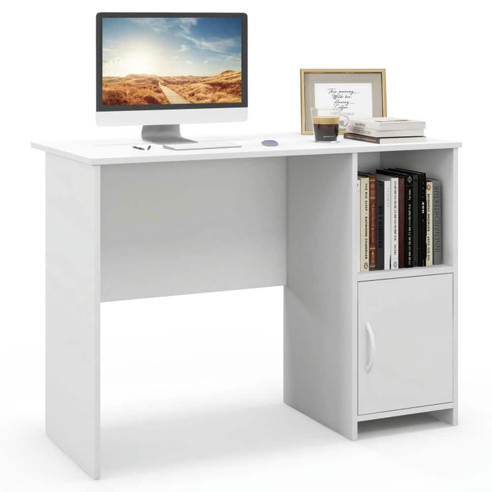 Kadyn - Modern Computer Desk with Cabinet- Home Office Desks, Gaming Computer Desks for Study,Working,Writing - White