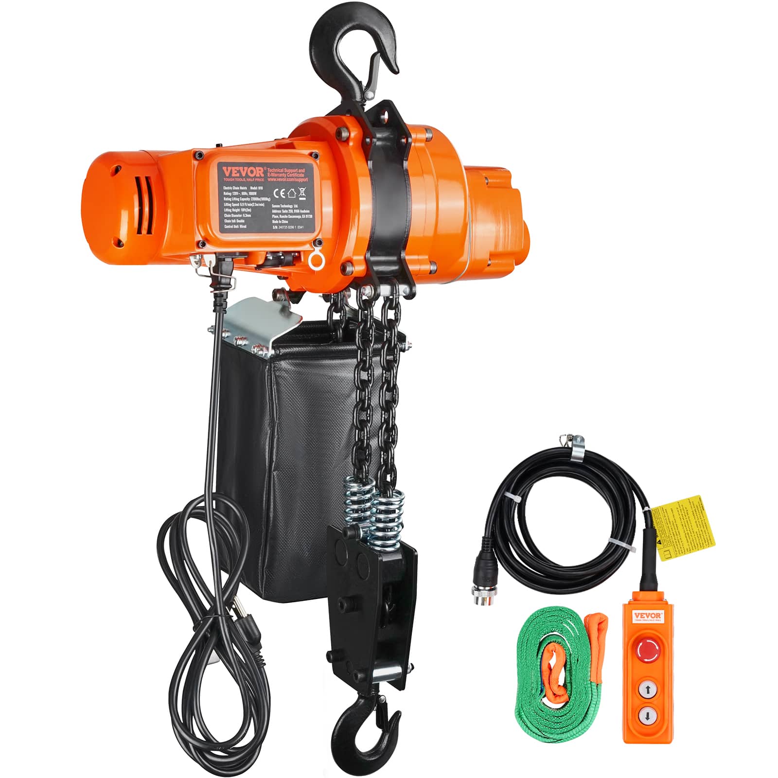 VEVOR - Electric Chain Hoist, 2200 lbs Load Capacity, 10 ft Lifting Height, 6.9 ft/min Speed, 120V, Single Phase Overhead Crane - Orange price history on PriceWatchPro