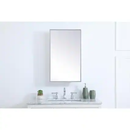 Front. Elegant Decor - Metal mirror medicine cabinet 17 inch x 28 inch in silver - Silver.