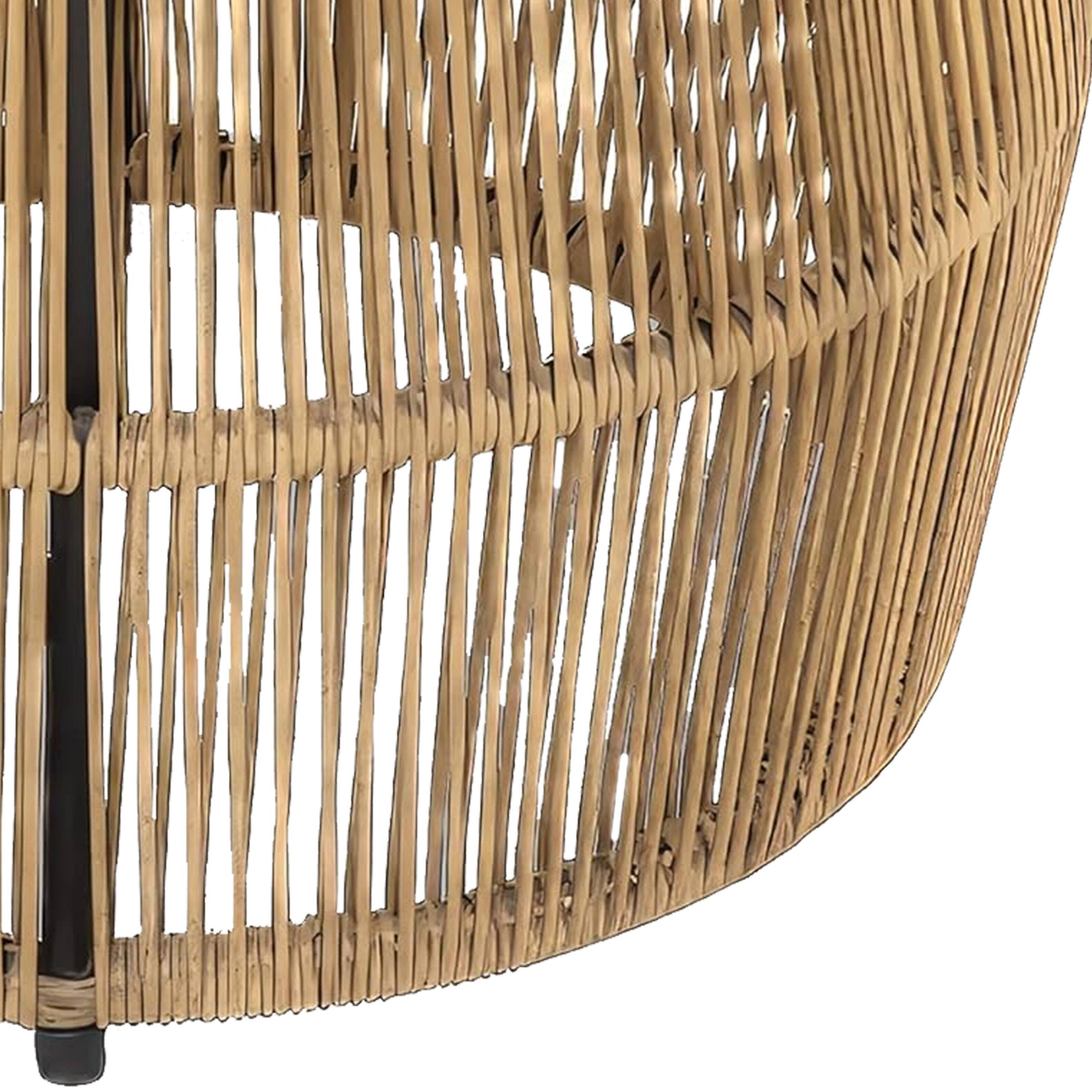 Alt View 3. Manhattan Lane - Zyan Outdoor Coffee Table, 22 Inch Natural Brown Rattan Wicker, Steel Frame - Natural Brown, Black.