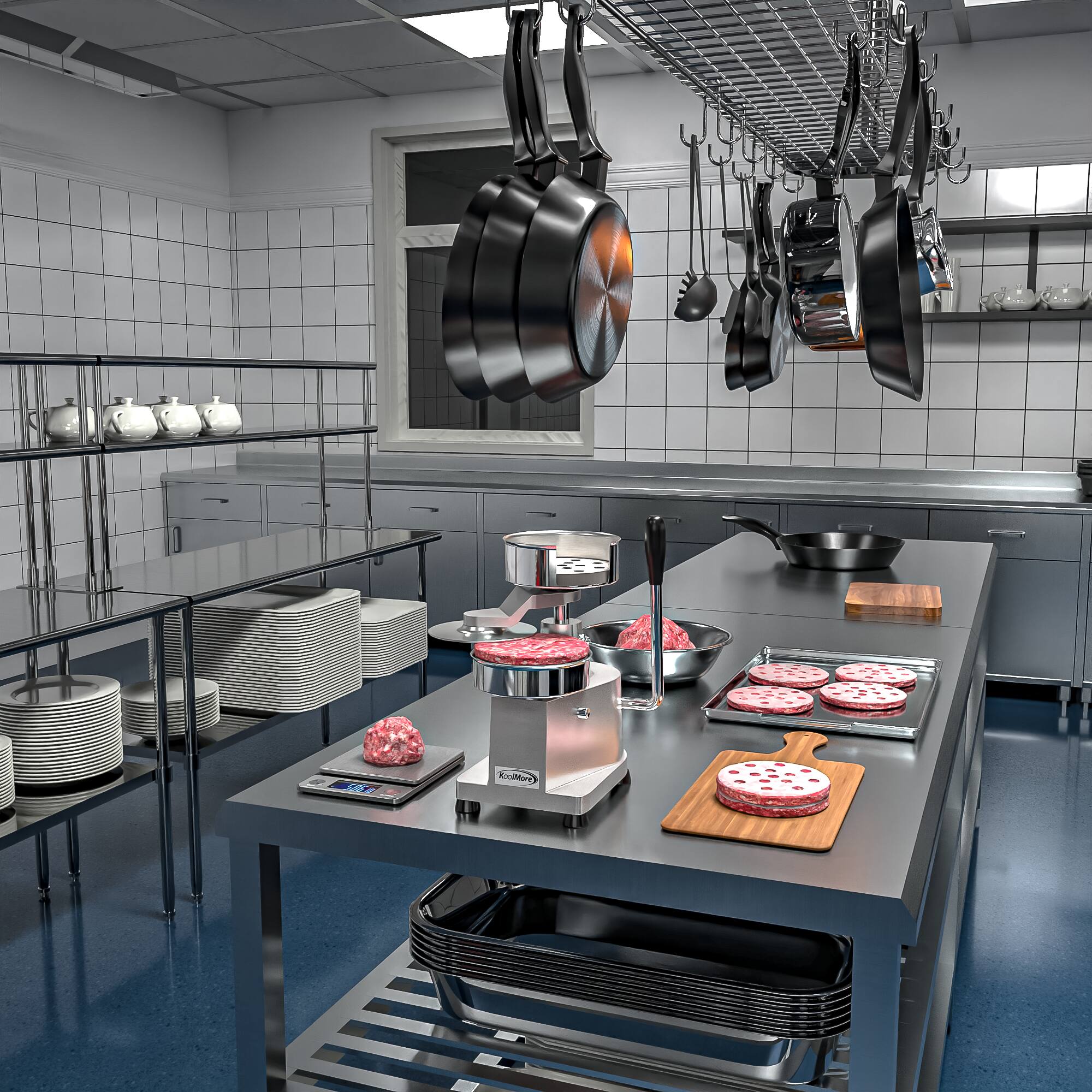 Alt View 5. Koolmore - 5 in. Heavy-Duty Hamburger Patty Molding Press with Handle, CHM-5. - Stainless Steel.