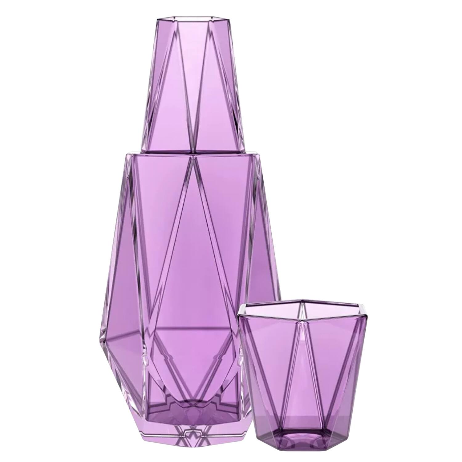 Angle. Jay Import - Geometric Purple Carafe Set 37.18 OZ. - Purple.
