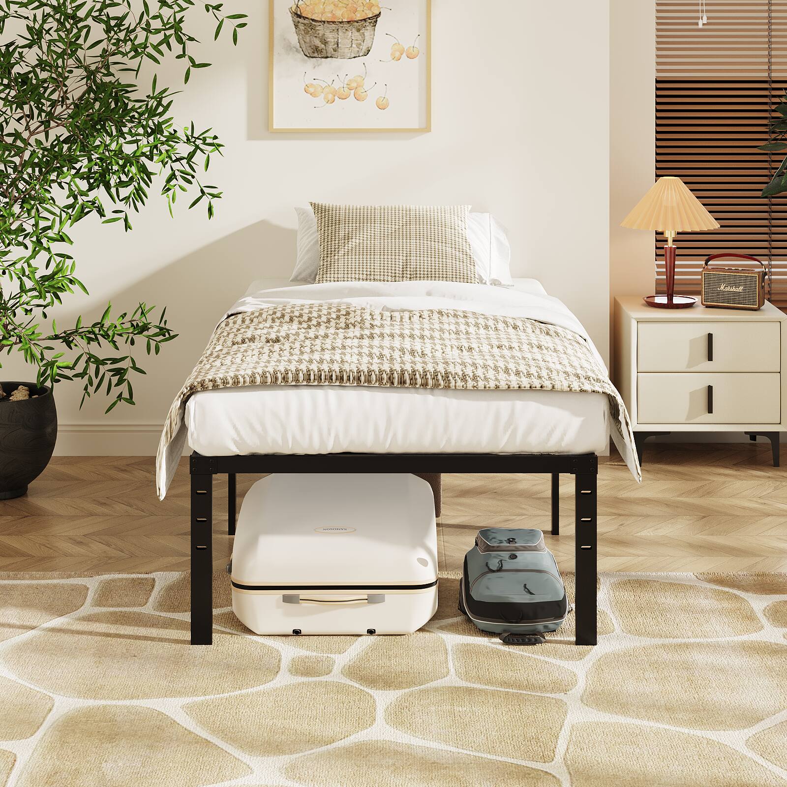 Alt View 7. Winado - 18 Inch Twin Full Queen King Metal Bed Frame Metal Platform Heavy Duty Metal Platform, No Box Spring Needed - Black.