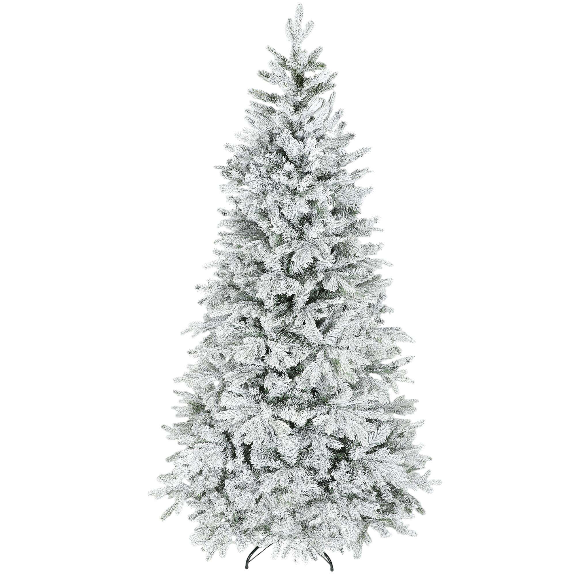 Front. Homcom - ft Artificial Frosted Christmas Tree with Realistic Branches, Wide Full Spruce, Hinged Xmas Tree - green.