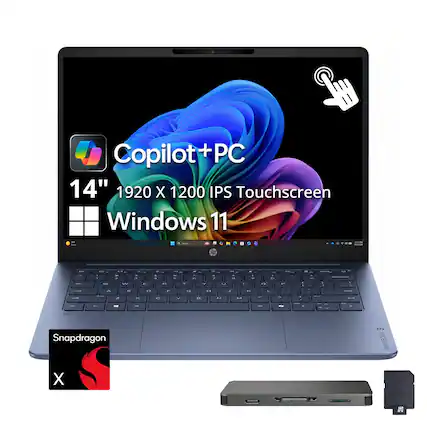 Copilot+PC
14" 1920 X 1200 IPS Touchscreen
Windows 11
Snapdragon
X