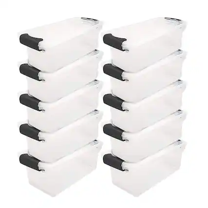 Front. Homz - Homz 7.5 Qt Clear Storage Organizing Container Bins with Latching Lids, 10 Pack - Gray Latch.