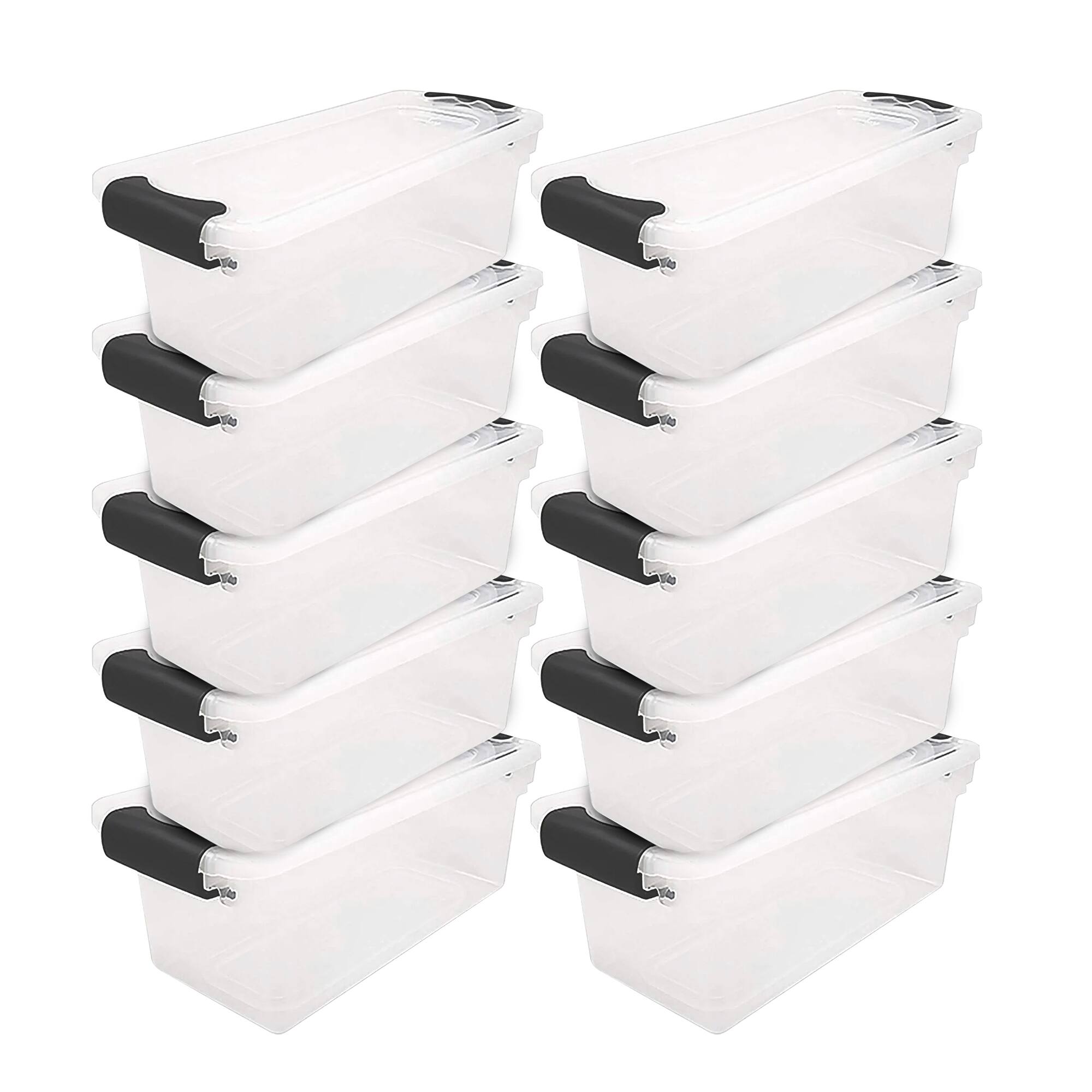 Front. Homz - Homz 7.5 Qt Clear Storage Organizing Container Bins with Latching Lids, 10 Pack - Gray Latch.