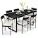 Front. Best Choice Products - Best Choice Products 7-Piece Modern Dining Set, Kitchen Table w/ 6 Cushioned Chairs, Metal Frame - Black/Ivory - Black/Ivory.