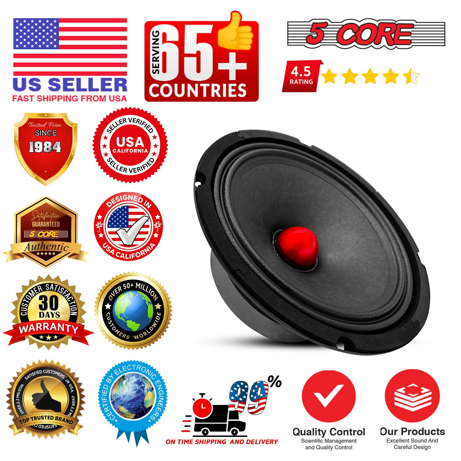 5 CORE  
SERVING 65+ COUNTRIES  
4.5 RATING  
US SELLER  
FAST SHIPPING FROM USA  
TRUSTED SINCE 1984  
USA CALIFORNIA SELLER VERIFIED  
DESIGNED IN USA CALIFORNIA  
5 CORE AUTHENTIC  
30 DAYS WARRANTY  
OVER 50+ MILLION CUSTOMERS WORLDWIDE  
SATISFIED CUSTOMERS  
CERTIFIED BY ELECTRONIC ENGINEERS  
TOP TRUSTED BRAND  
QUALITY CONTROL  
SCIENTIFIC MANAGEMENT AND QUALITY CONTROL  
ON TIME SHIPPING AND DELIVERY  
EXCELLENT SOUND AND CAREFUL DESIGN