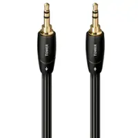 AudioQuest - Tower 3.5mm Mini M > M 1.9' Analog  Audio Interconnect Cable - Black with White Stripes - Front_Zoom