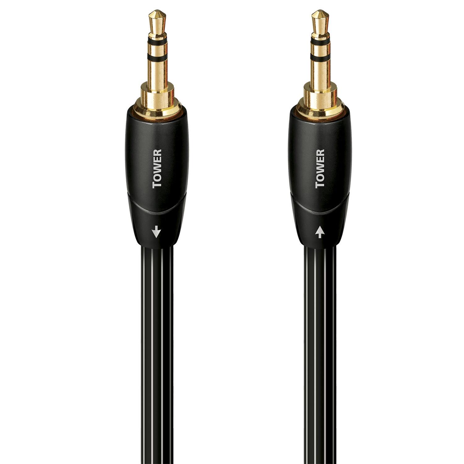 AudioQuest - Tower 3.5mm Mini M > M 2.0' Analog Audio Interconnect Cable - Black with White Stripes