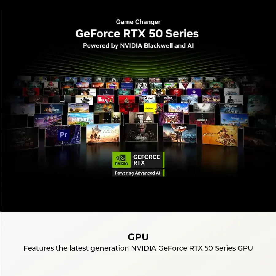 Game Changer GeForce RTX 50 Series Powered by NVIDIA Blackwell and AI.